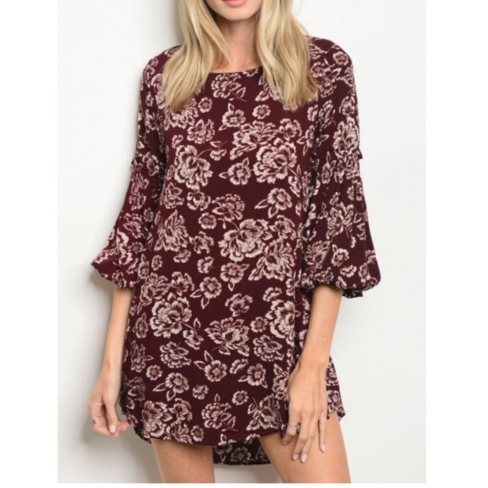 Burgundy/Wine and White Tunic Dress